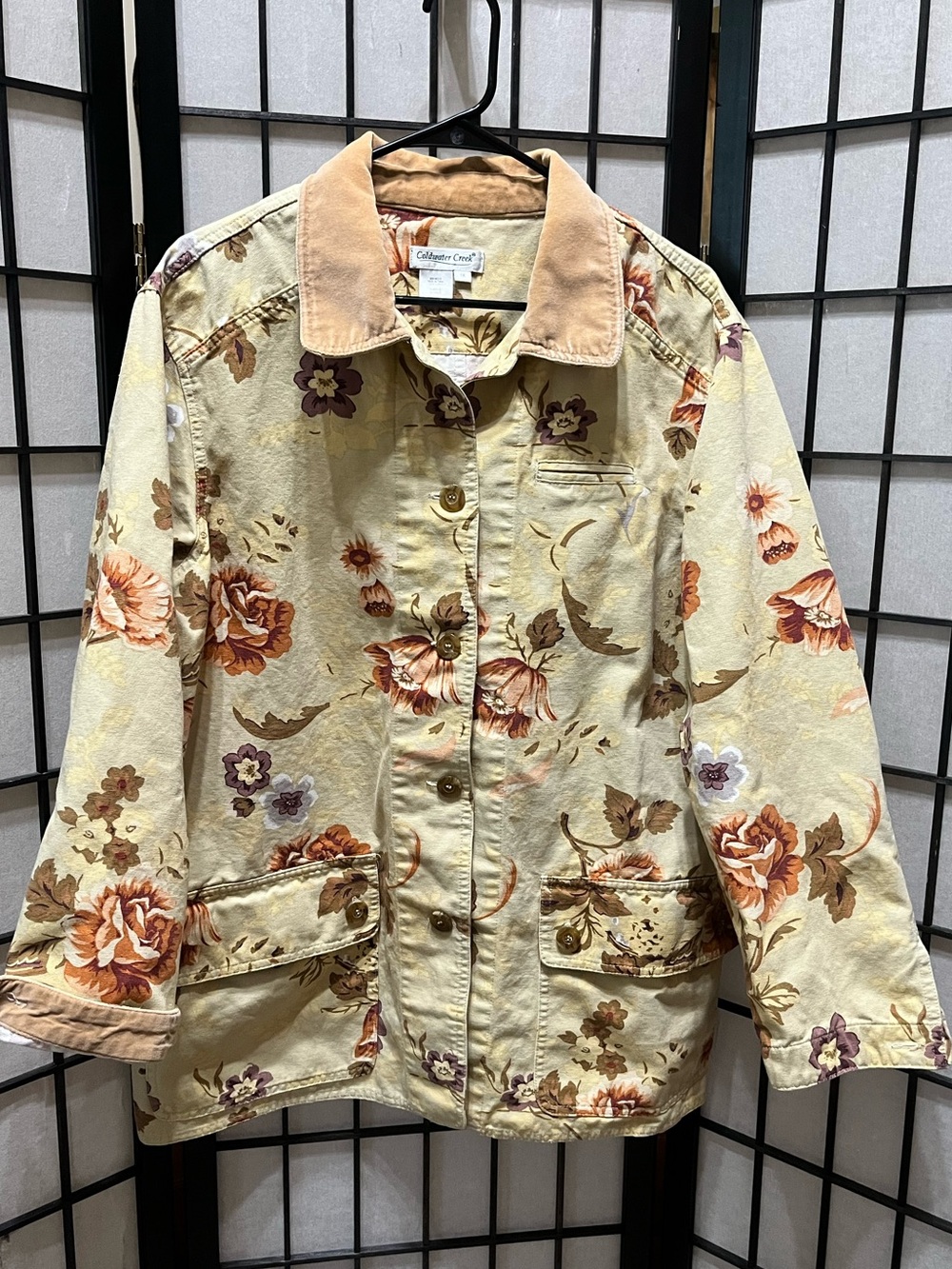 VINTAGE COLDWATER CREEK Cream Floral Cotton BARN Jacket WOMEN SIZE 1X - Picture 3 of 9